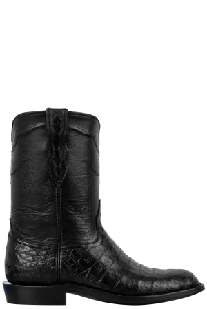 Black Jack Caiman Belly Roper Boots - Black