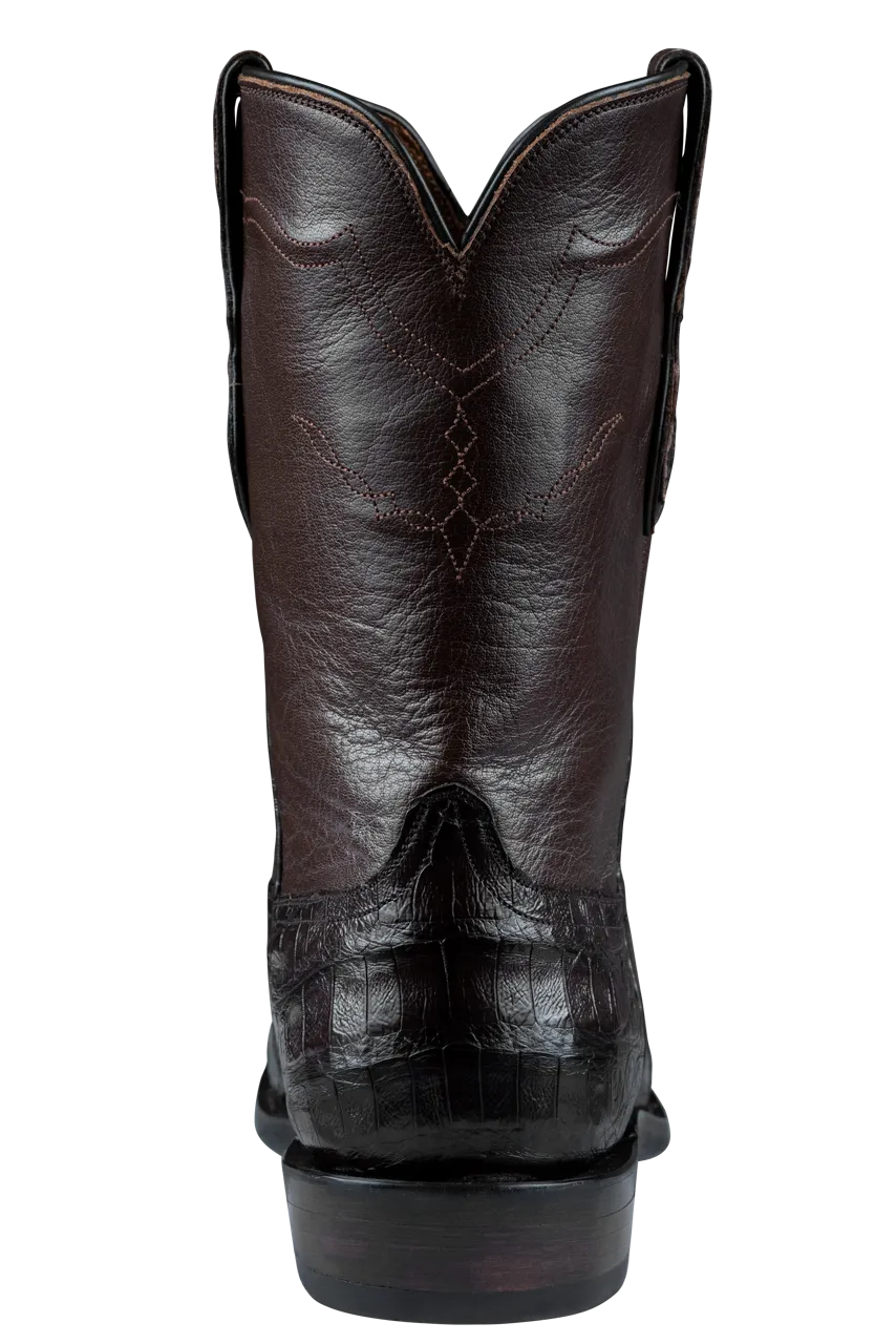 Black Jack Caiman Belly Roper Boots - Chocolate