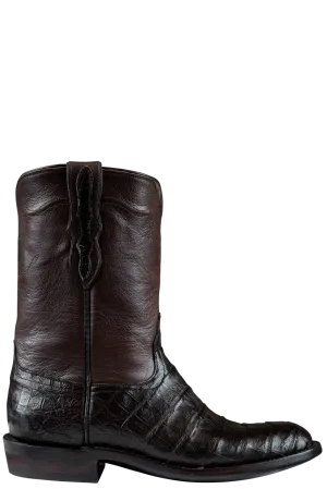 Black Jack Caiman Belly Roper Boots - Chocolate