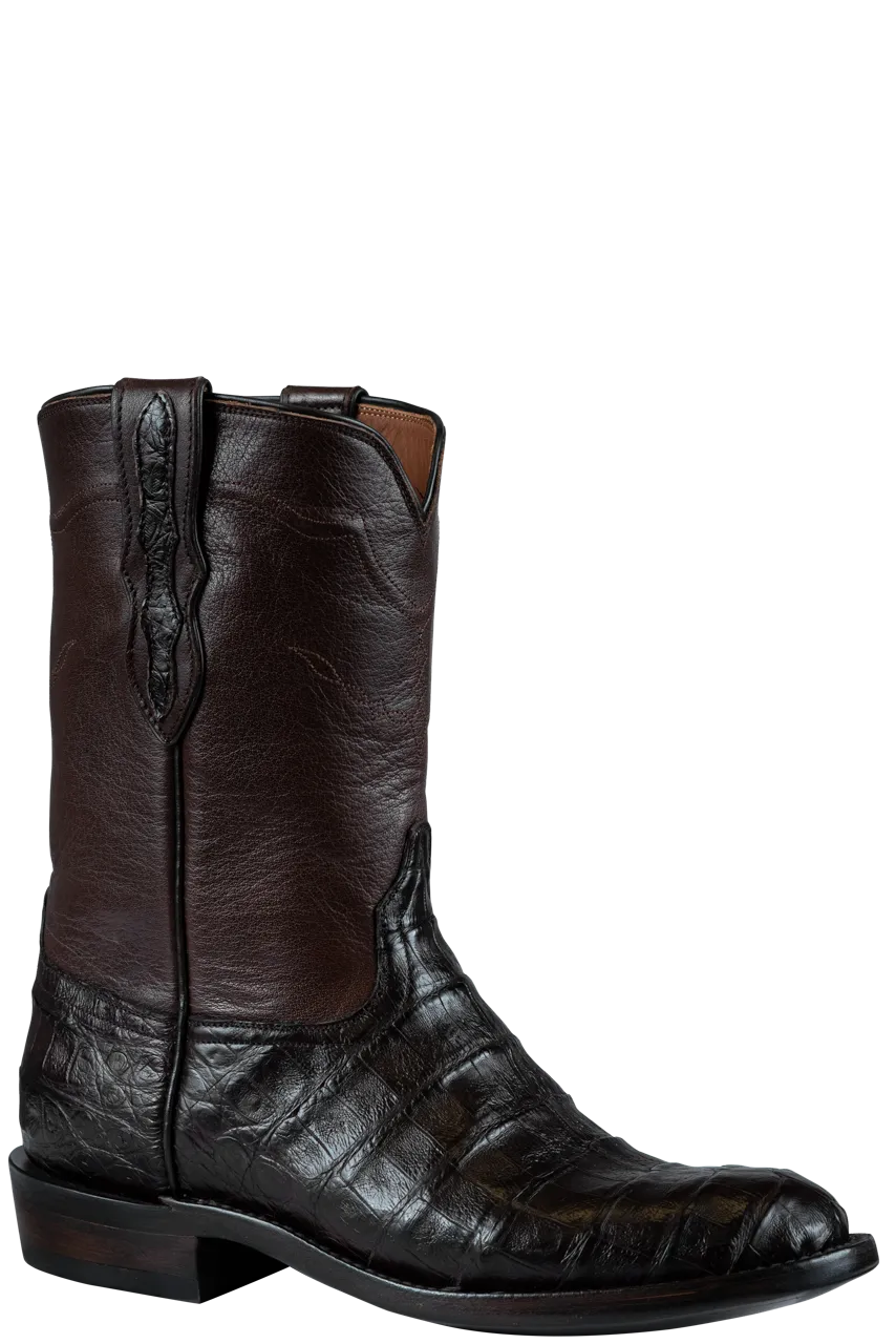 Black Jack Caiman Belly Roper Boots - Chocolate