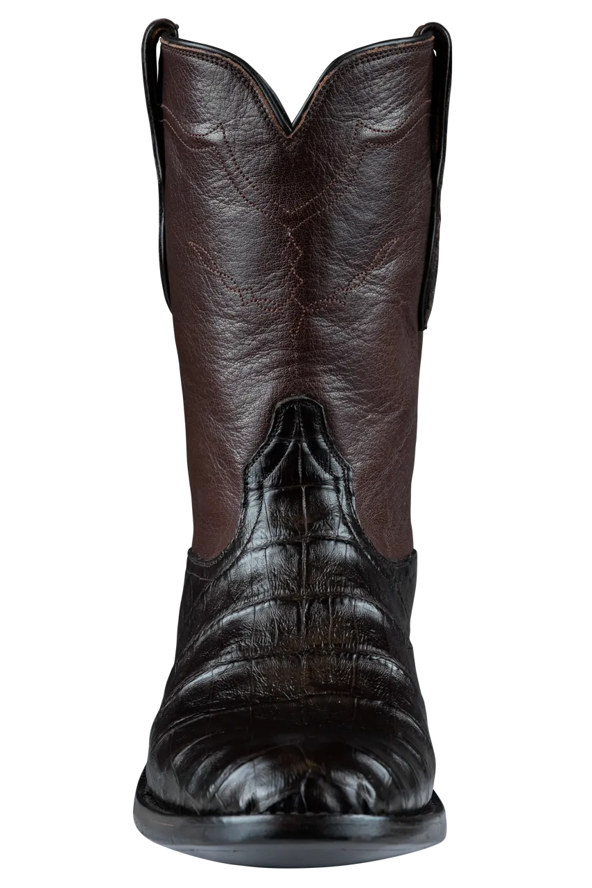 Black Jack Caiman Belly Roper Boots - Chocolate