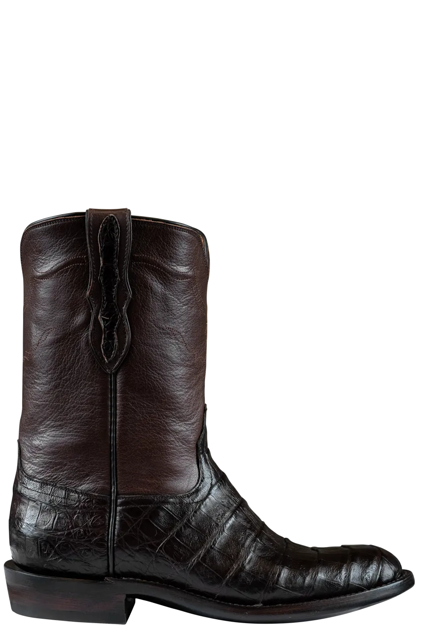 Black Jack Caiman Belly Roper Boots - Chocolate