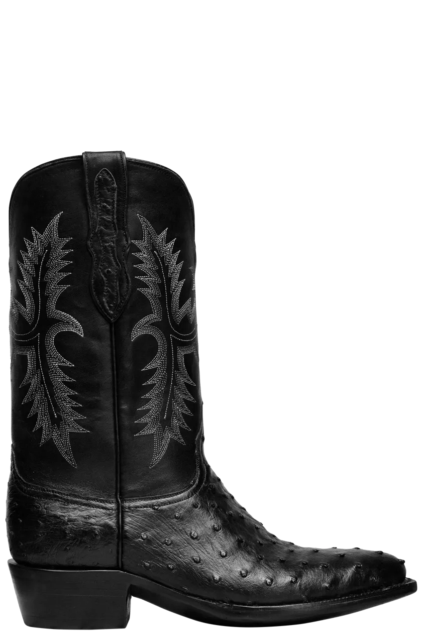 Black Jack Full Quill Ostrich Cowboy Boots - Black