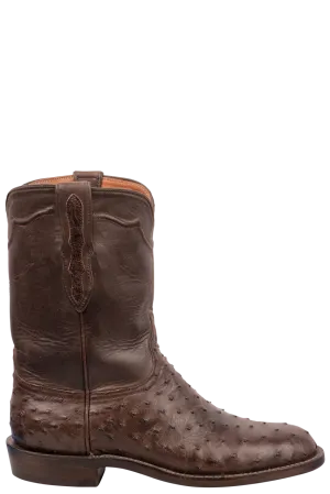 Black Jack Full Quill Ostrich Roper Boots - Chocolate