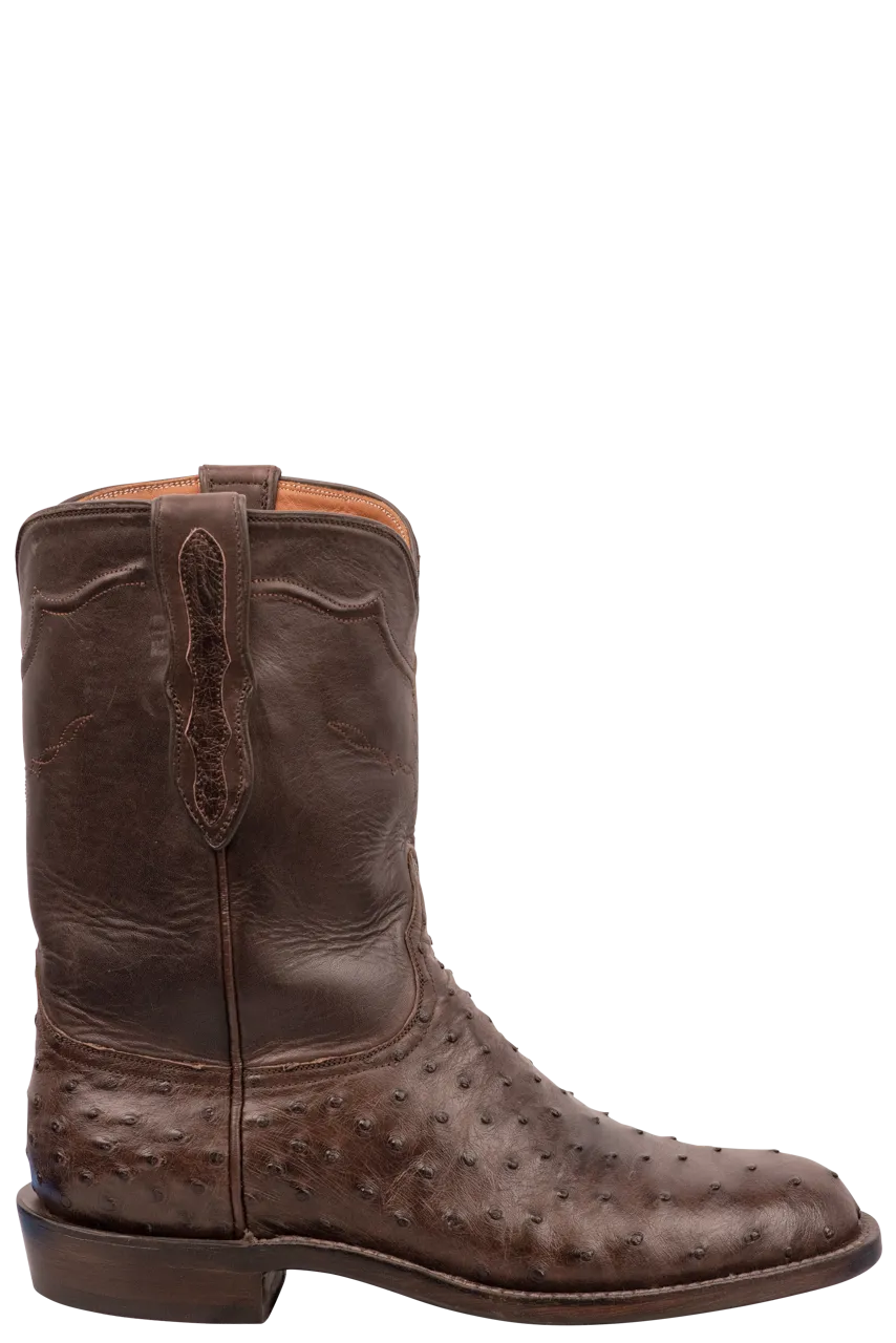 Black Jack Full Quill Ostrich Roper Boots - Chocolate