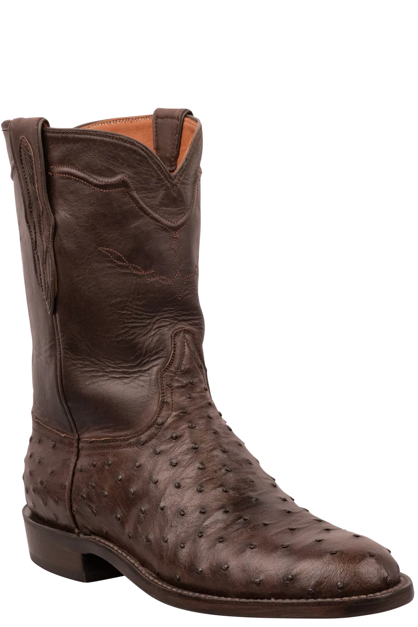 Black Jack Full Quill Ostrich Roper Boots - Chocolate