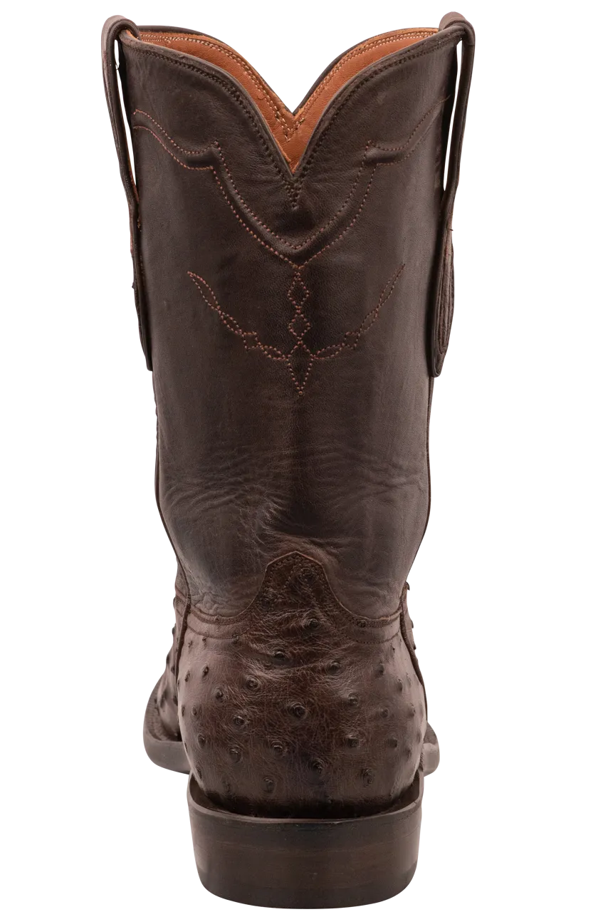 Black Jack Full Quill Ostrich Roper Boots - Chocolate