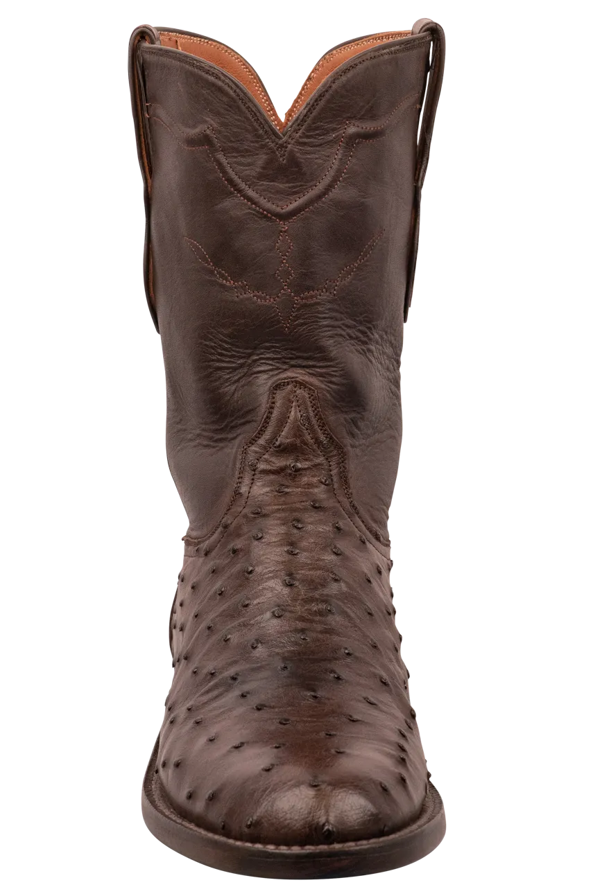 Black Jack Full Quill Ostrich Roper Boots - Chocolate