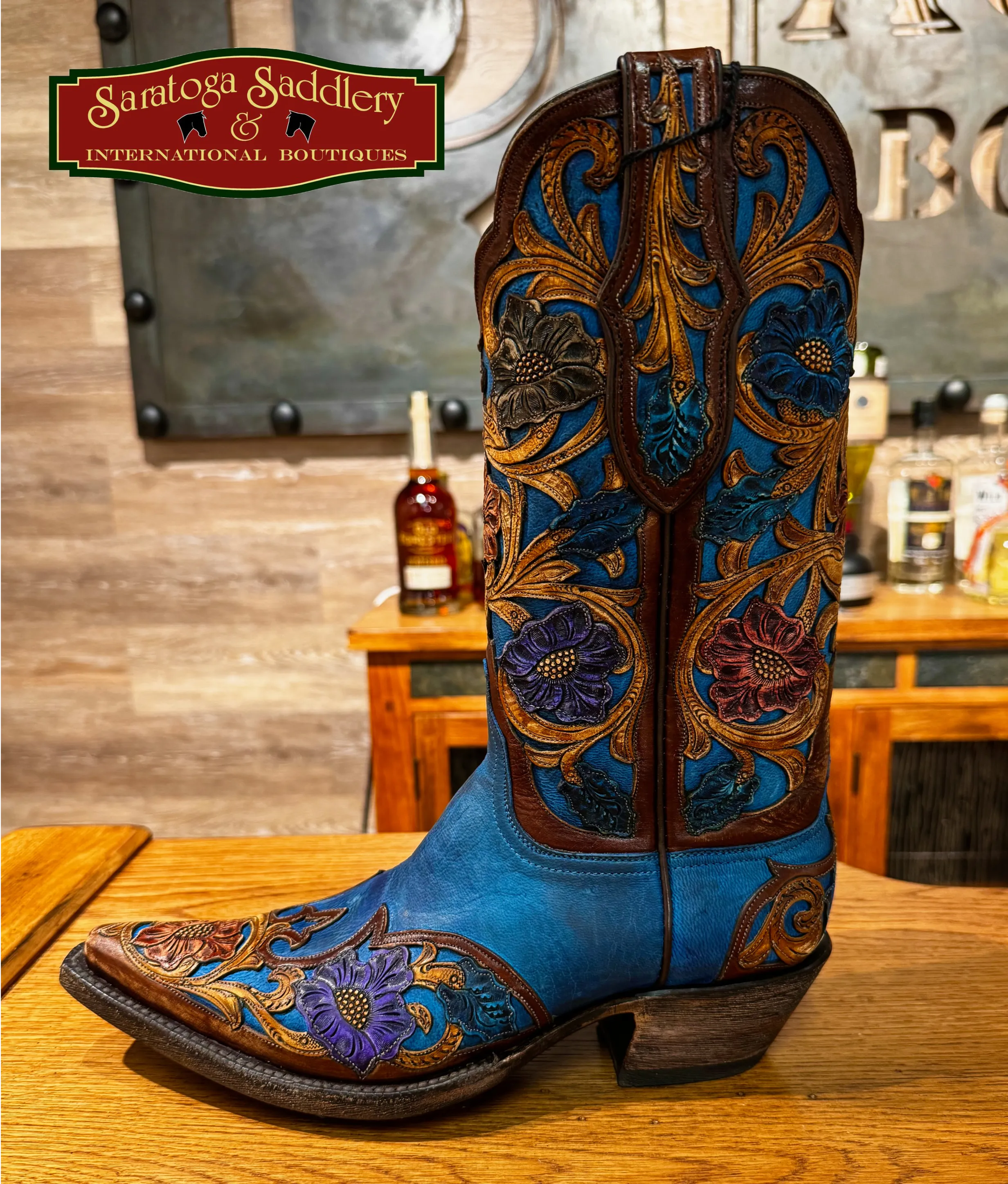 Black Jack Women's LHT1418 Blue Tooled Boots