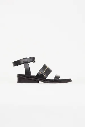 Black Metal Bar Gladiator Sandal