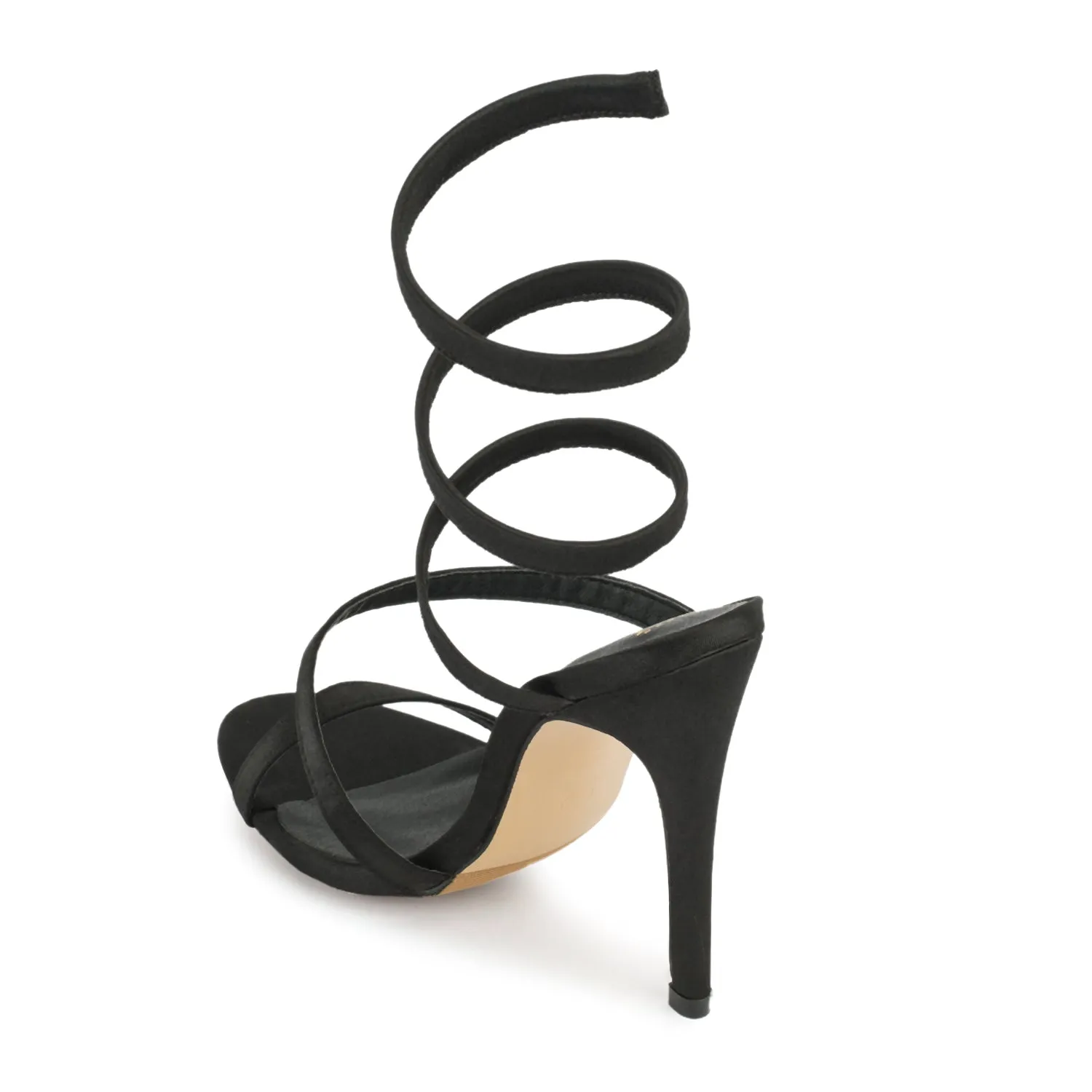 Black Stiletto Wrap Around Leg Sandals