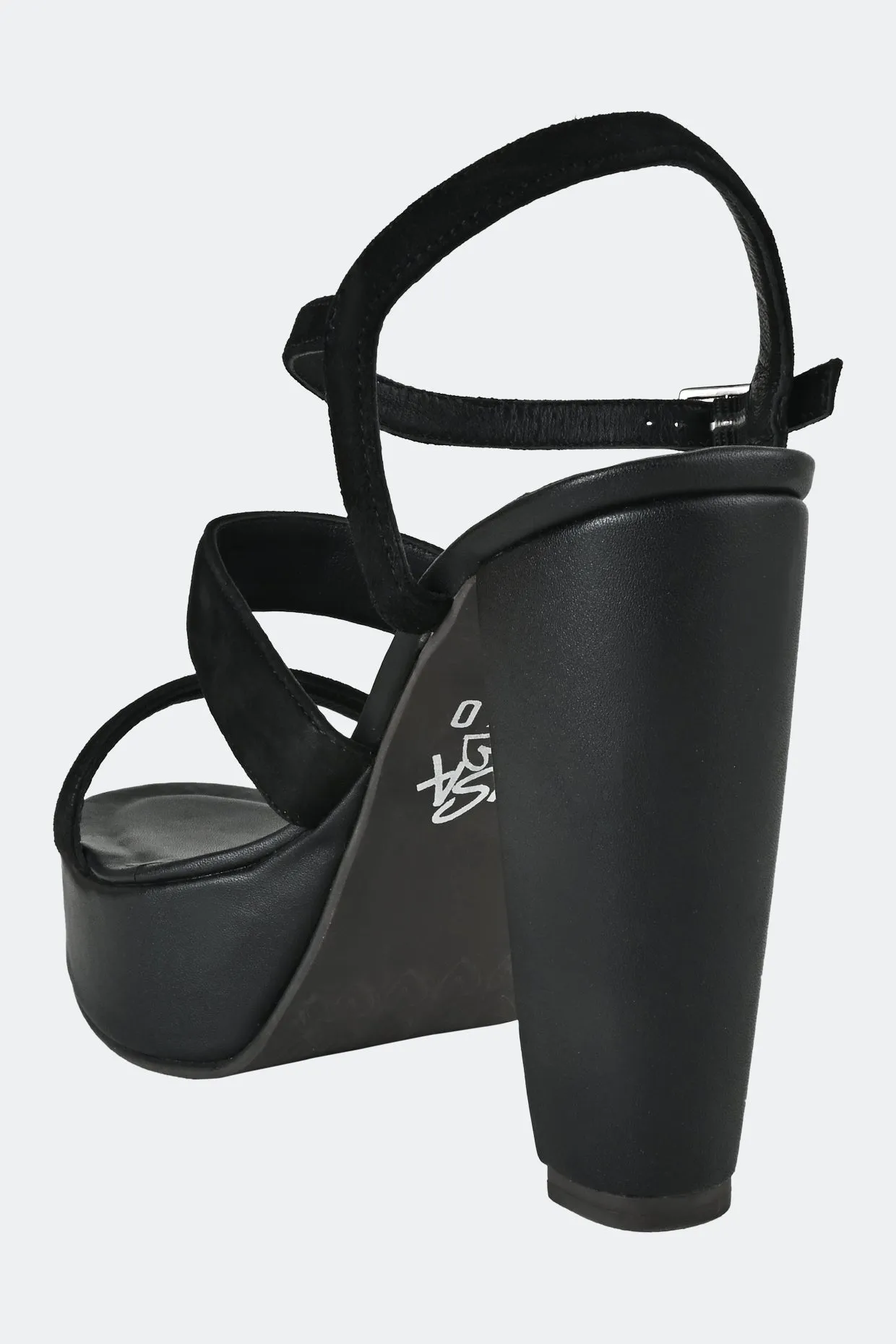 Black Two Strap Platforms For Women