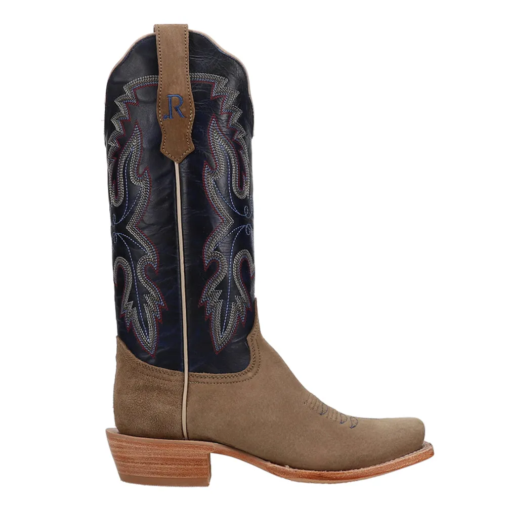 Boar Cafe Embroidered Narrow Square Toe Cowboy Boots