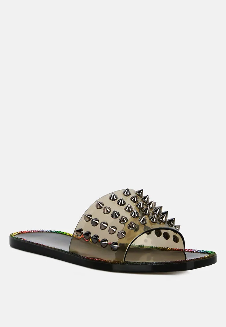 Bolly Punk Stud Clear Jelly Flats