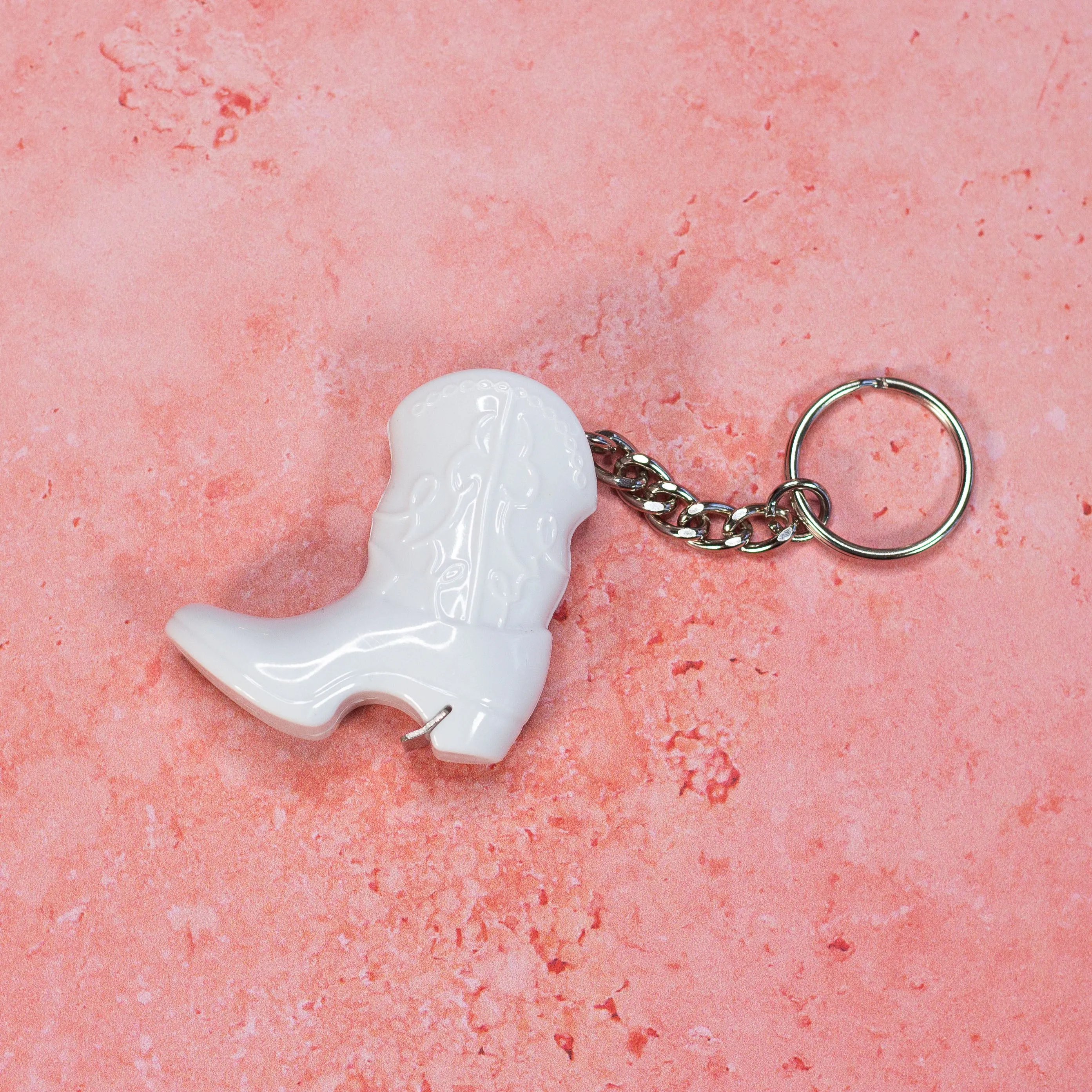 Boot Bottle Opener Keychain- White