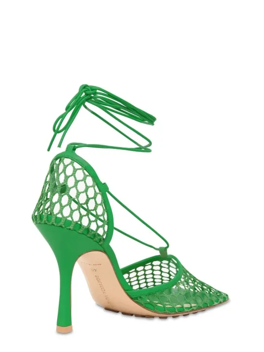 Bottega Veneta   90mm Stretch mesh &amp; leather pumps 