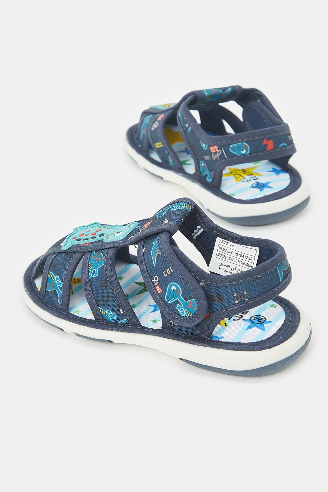 Boys Navy Dinosaur Pumps