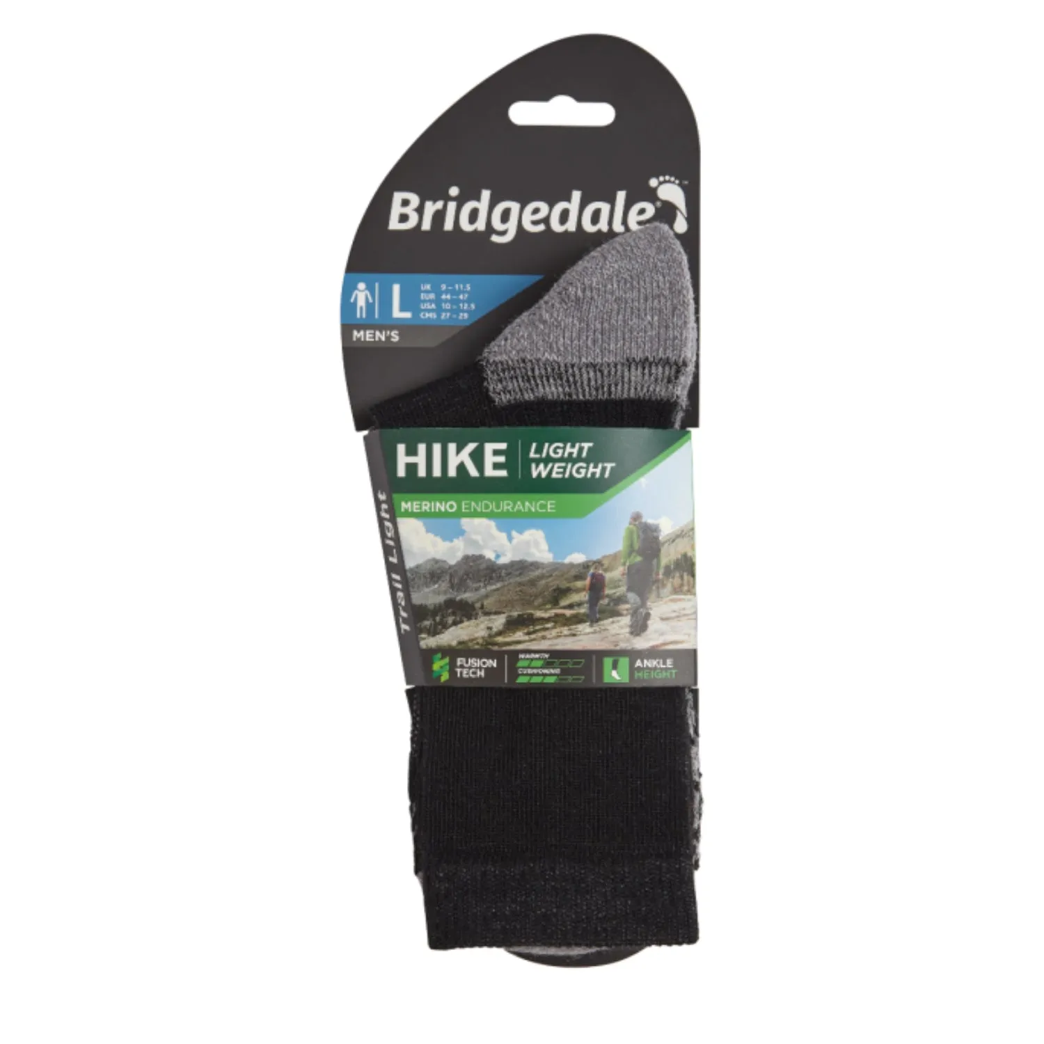 Bridgedale MERINO HIKE Mini-Crew Socks (Lightweight Black)