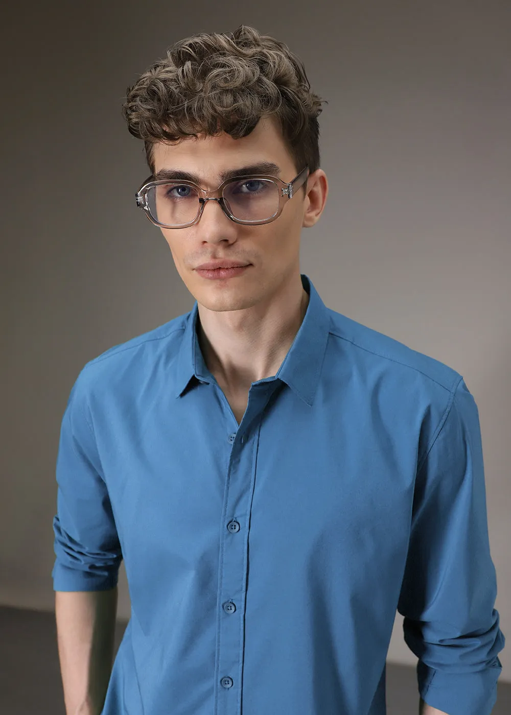 Bright Blue Cotton Shirt