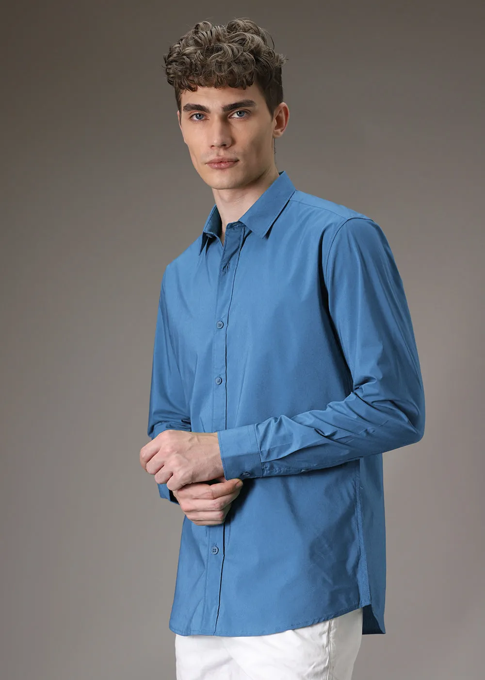 Bright Blue Cotton Shirt