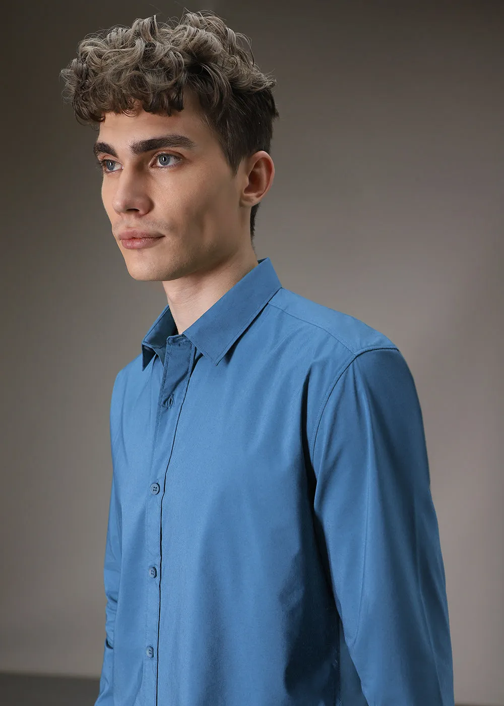 Bright Blue Cotton Shirt