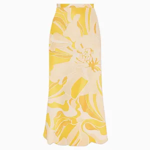 Bright Floral Printed High Waist Chiffon Summer Beach Maxi Cover Up Skirt