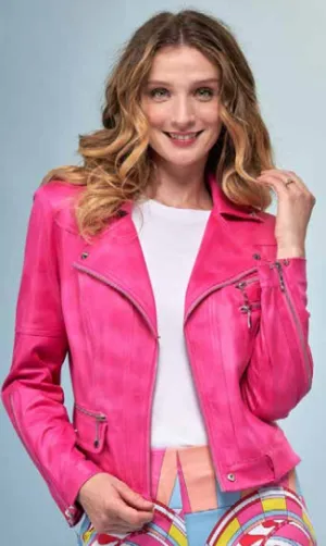 Bright Fuchsia Vegan Leather Jacket