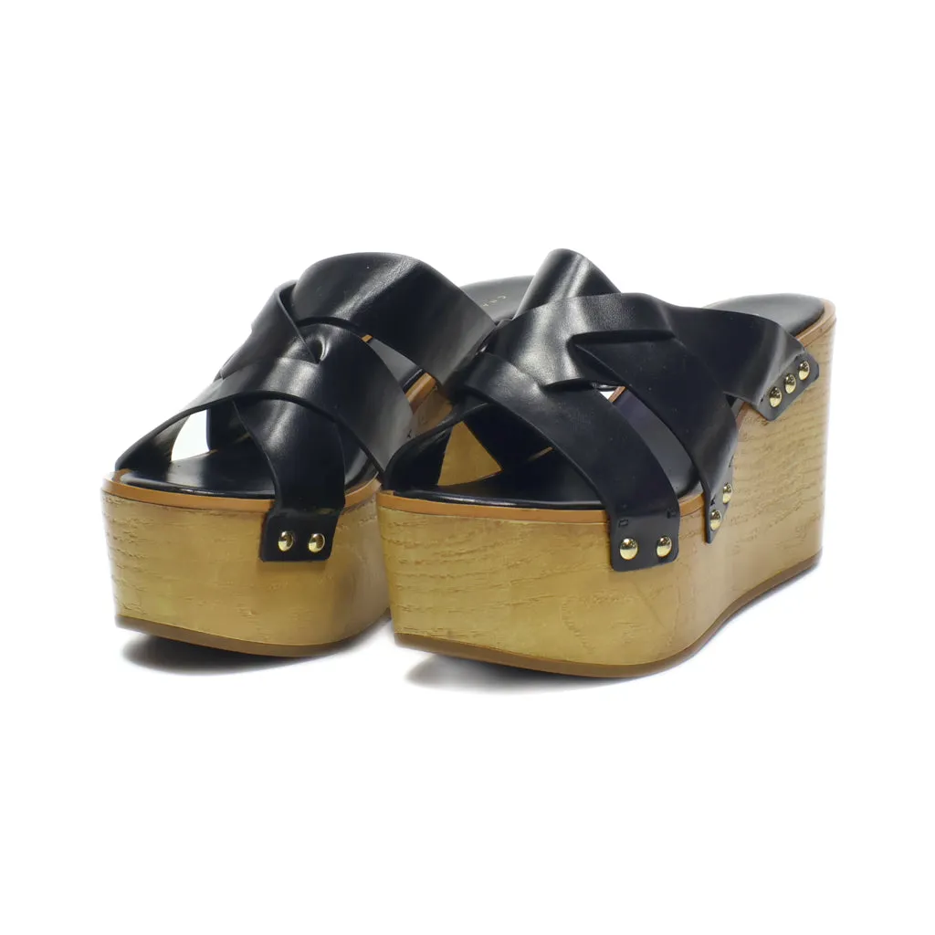 Charles & Keith Wedge Sandals Leather Black Colour For Women