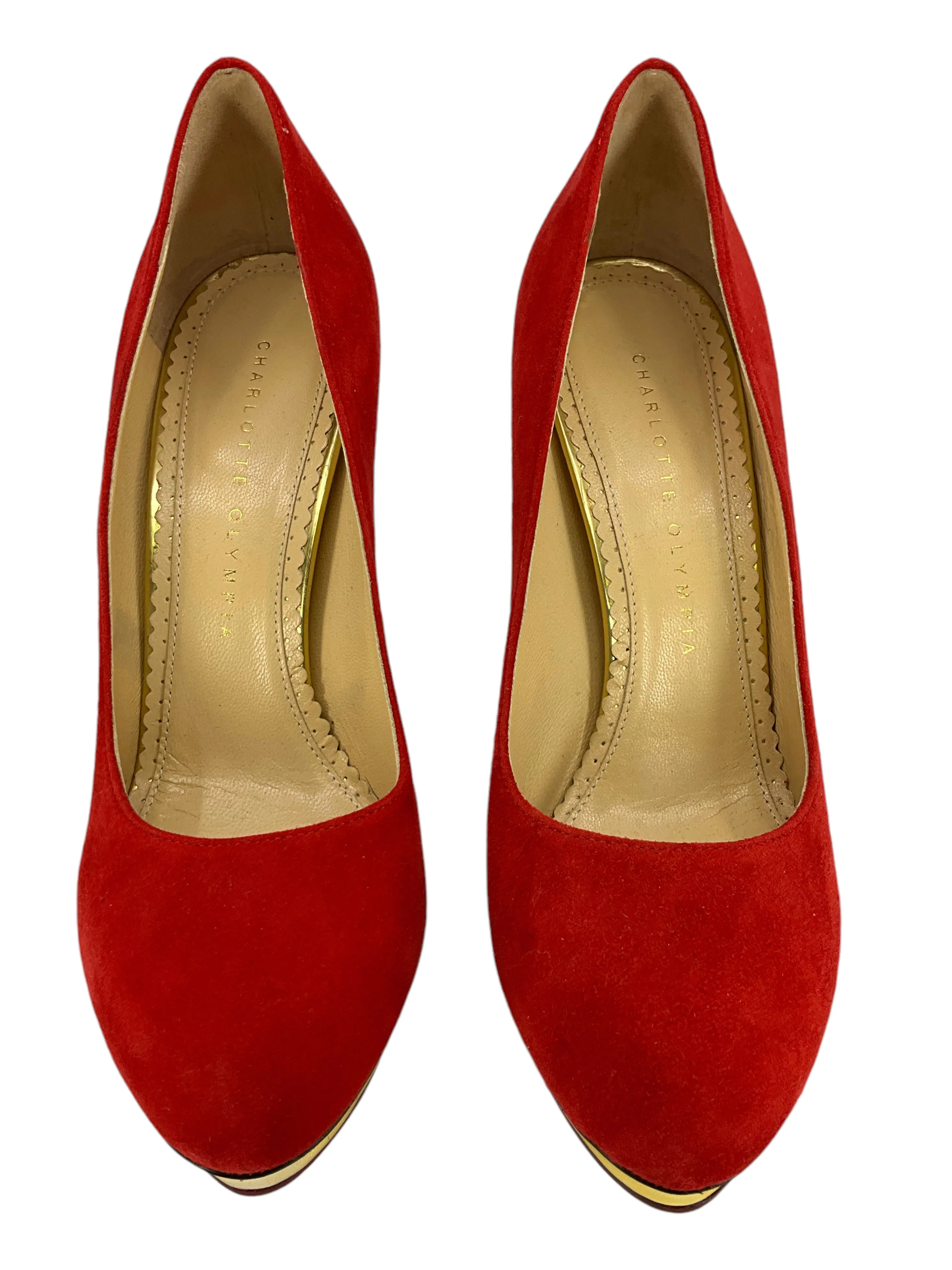 Charlotte Olympia Dotty Suede Platform Pumps Size 7.5