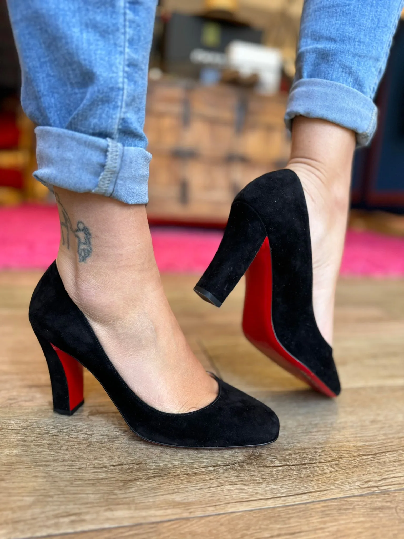 Christian Louboutin Block-Heel Pumps Size 7.5