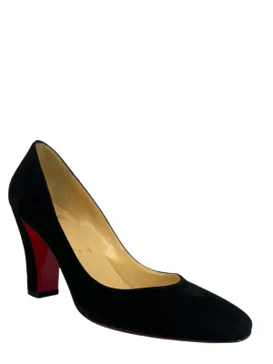 Christian Louboutin Suede Square Toe Block-Heel Pumps Size 7