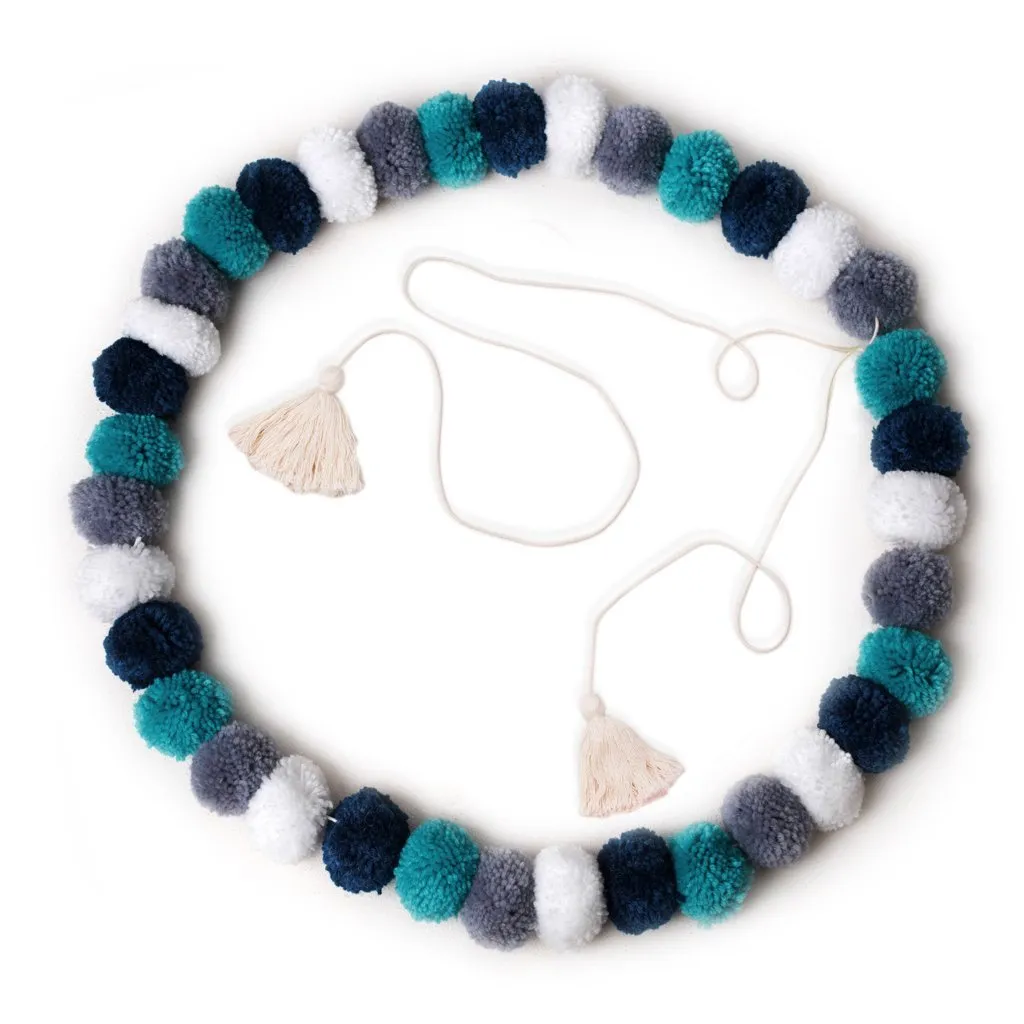 Confetti Blue Pom Pom Garland