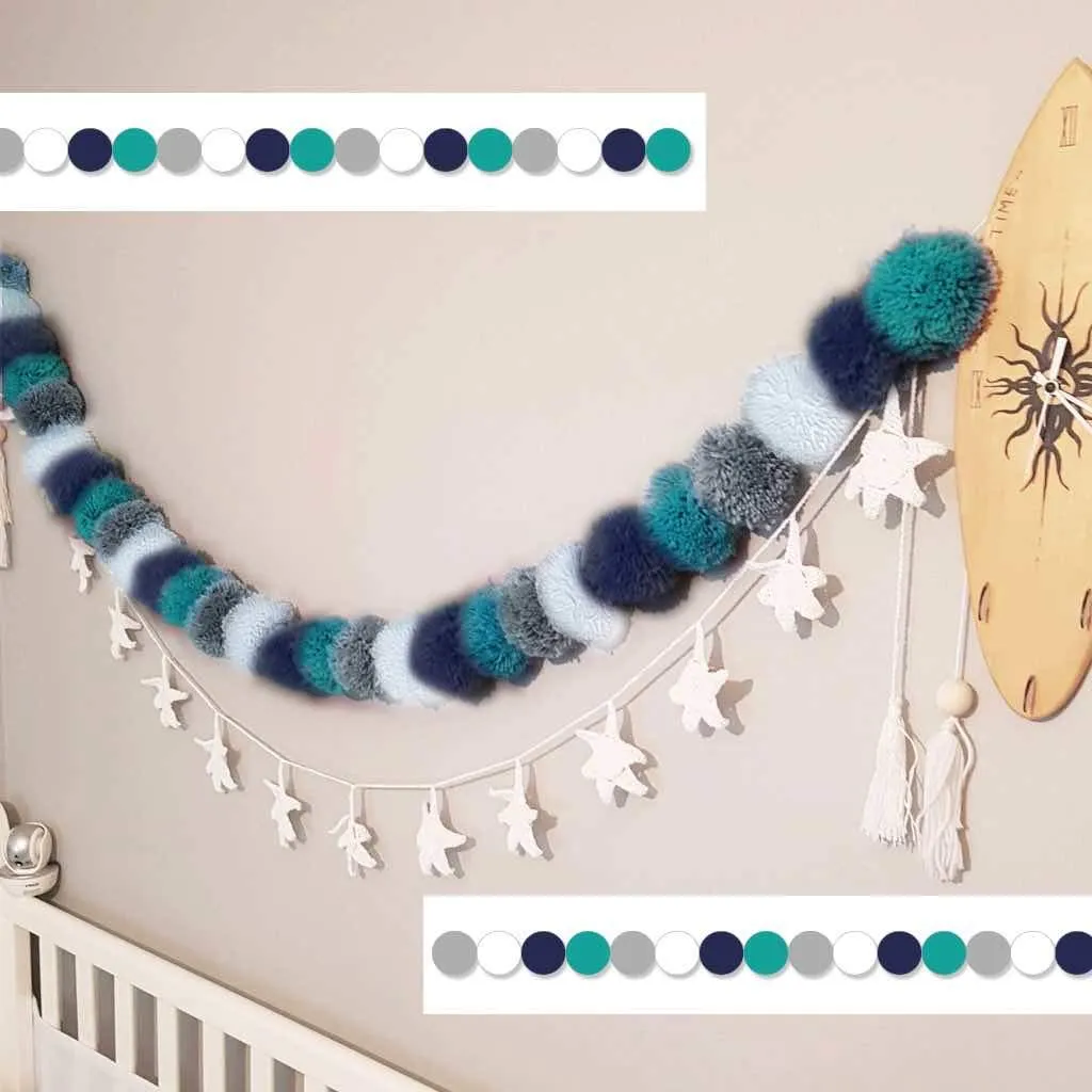 Confetti Blue Pom Pom Garland