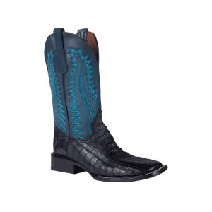 Corral Circle G Men's Caiman Embroidery Wide Square Toe Blue Charcoal Gray Boots