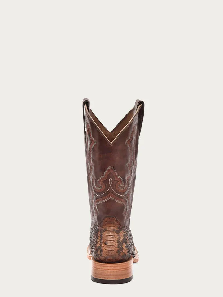 CORRAL Men's B5000 Python Embroidery Square Toe Western Boot Taupe