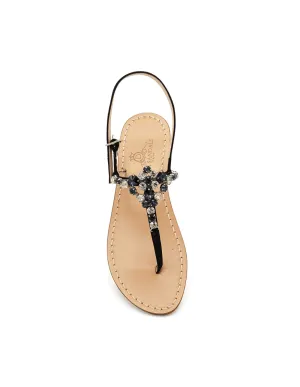 COSTA SMERALDA BLACK SUEDE SANDALS (DS92N)