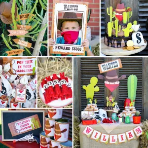 Cowboy Birthday Party Set | Amazing Cowboy Party Activities, Labels, Signs and  Party Decor