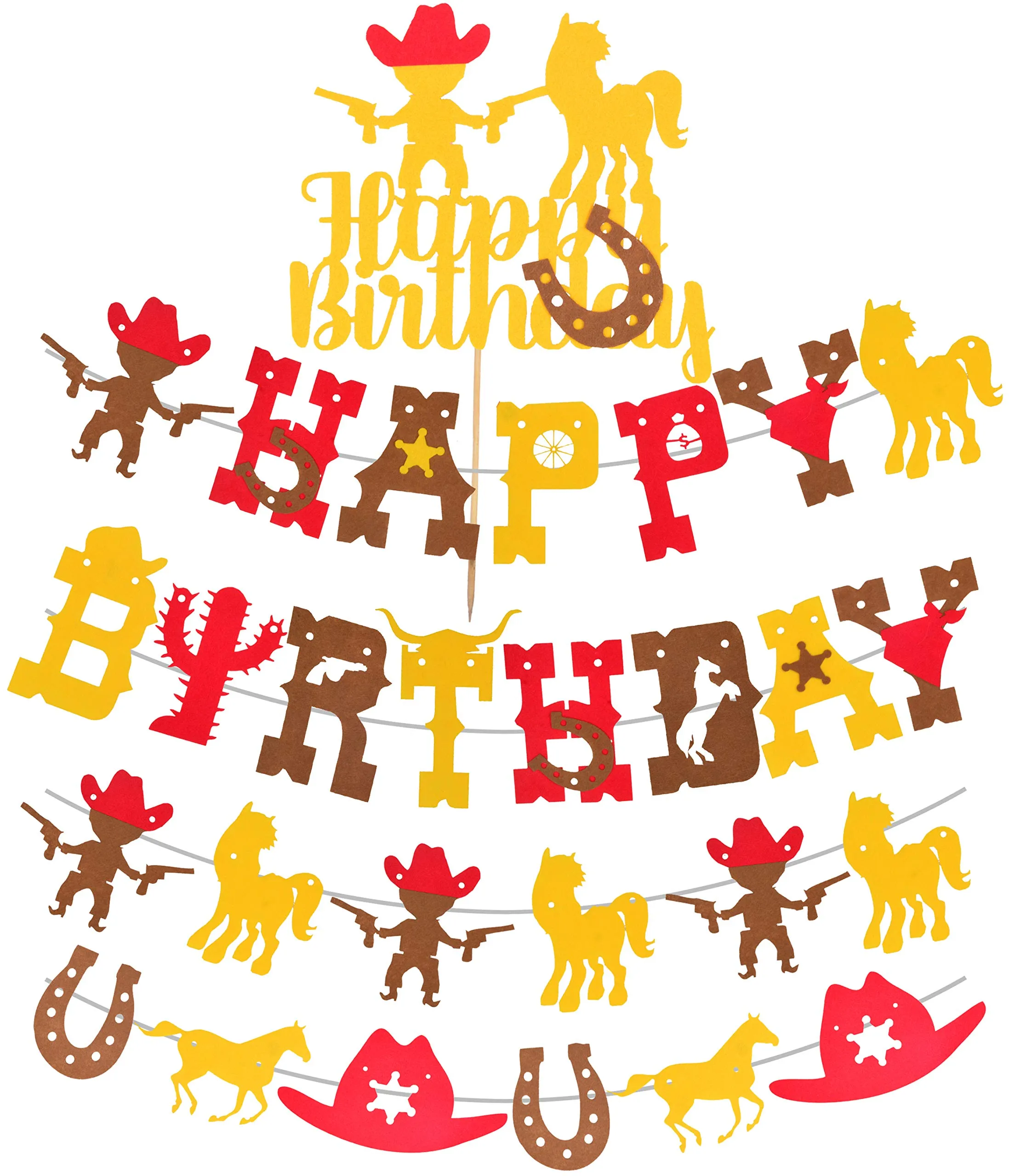 Cowboy Theme Birthday Party Supplies for Boys Banners, Cowboy Birthday Decorations, Pink