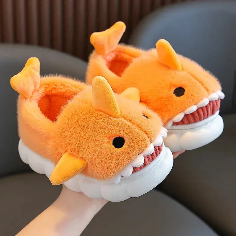 Cute Shark Plush Non-Slip Kids' Winter Slippers