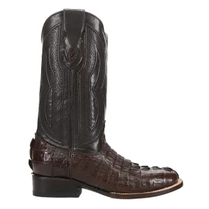 Dakota Caiman Crocodile Embroidered Square Toe Cowboy Boots