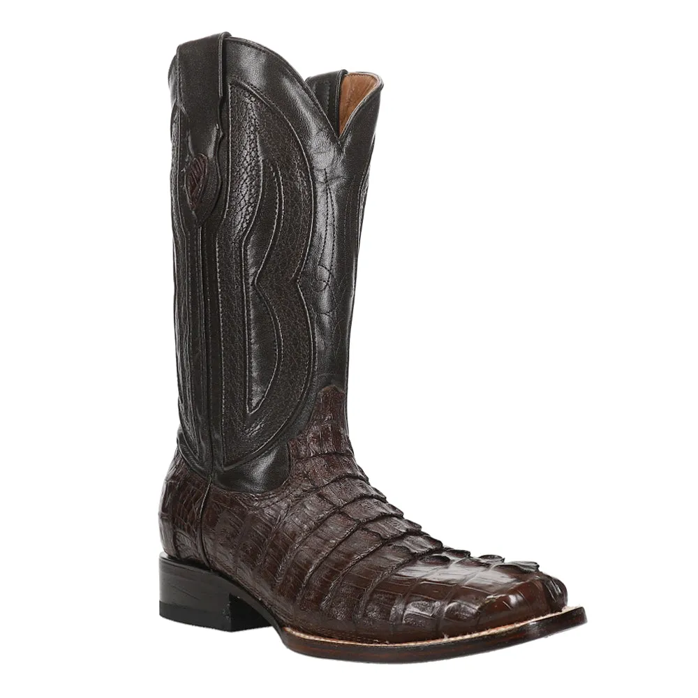 Dakota Caiman Crocodile Embroidered Square Toe Cowboy Boots