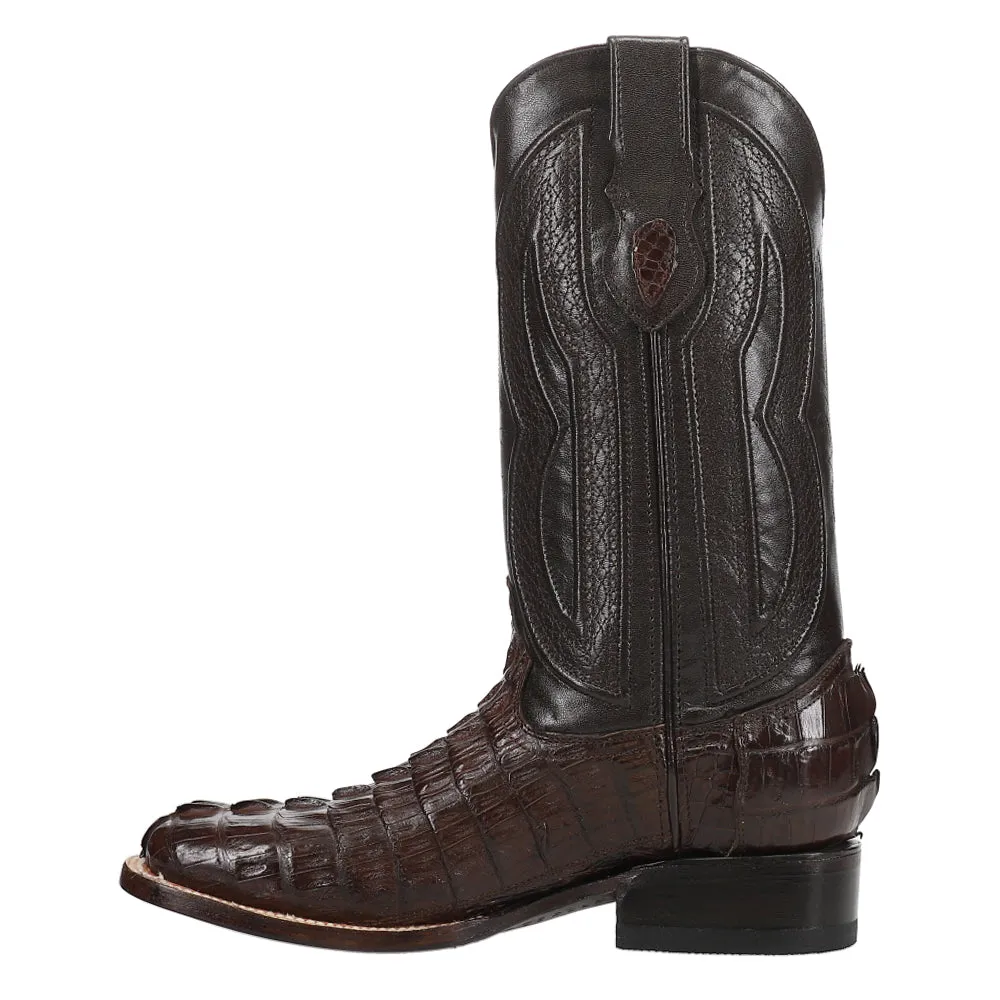 Dakota Caiman Crocodile Embroidered Square Toe Cowboy Boots