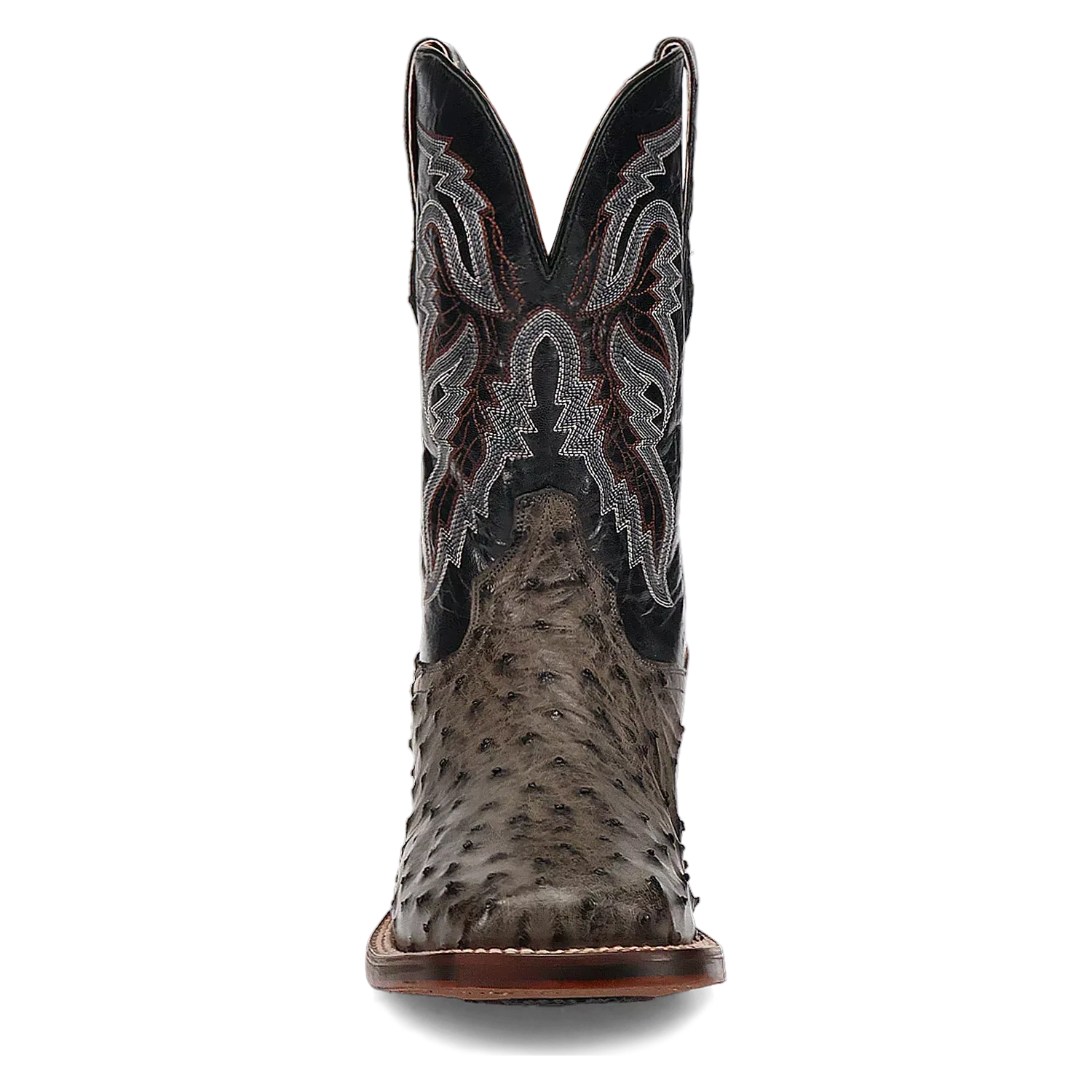 Dan Post Alamosa (Grey/Black)  - Men's Ostrich Skin Leather Cowboy Boots