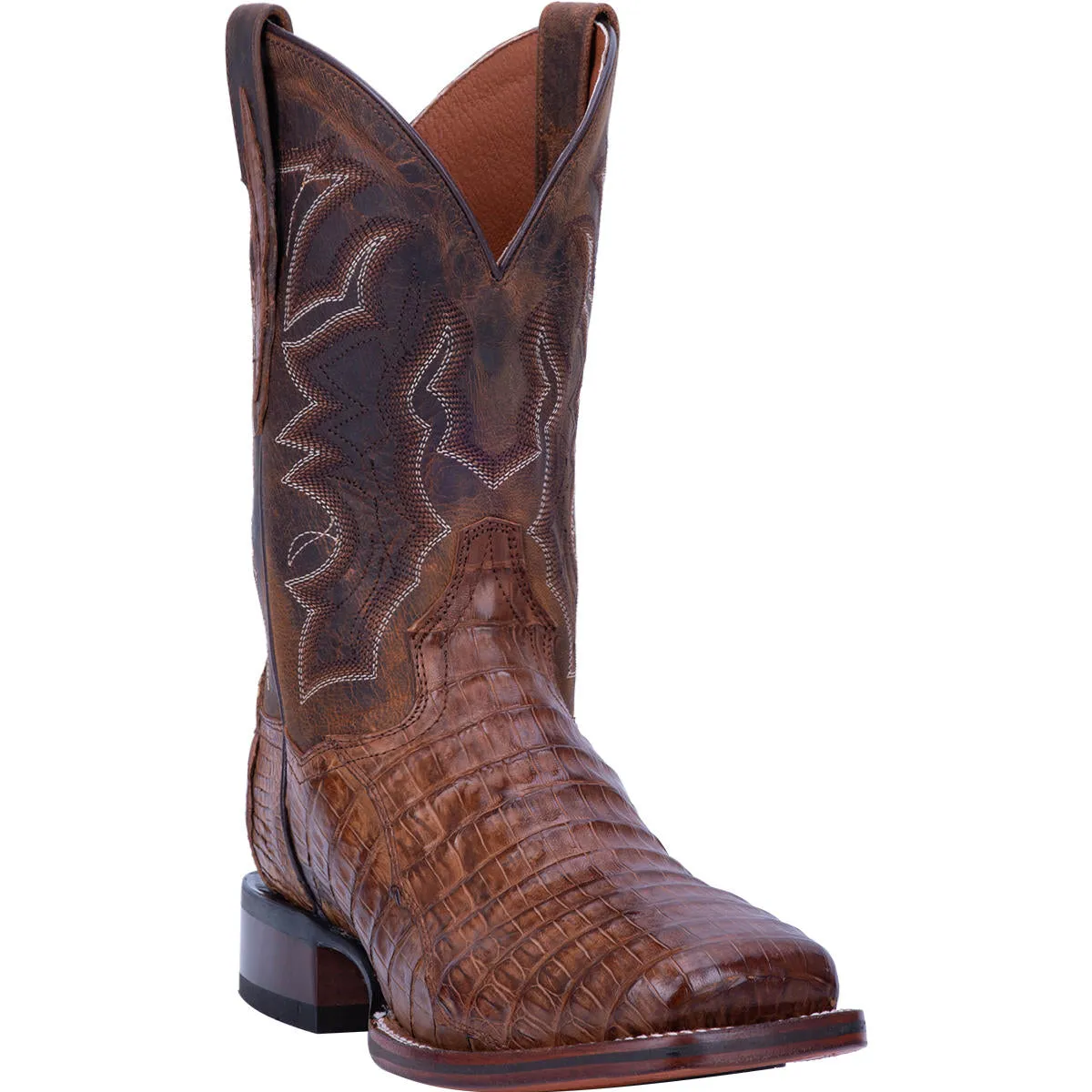 Dan Post Caiman Kingsly Broad Square Toe Western Boots Brown Leather Men DP4807