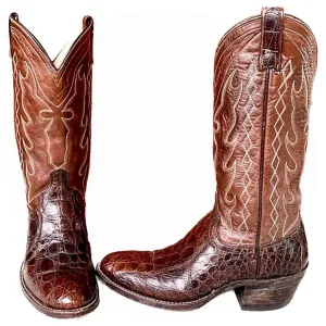 DAN POST Vintage Crocodile Exotic Brown Cowboy Cowgirl Western Boots