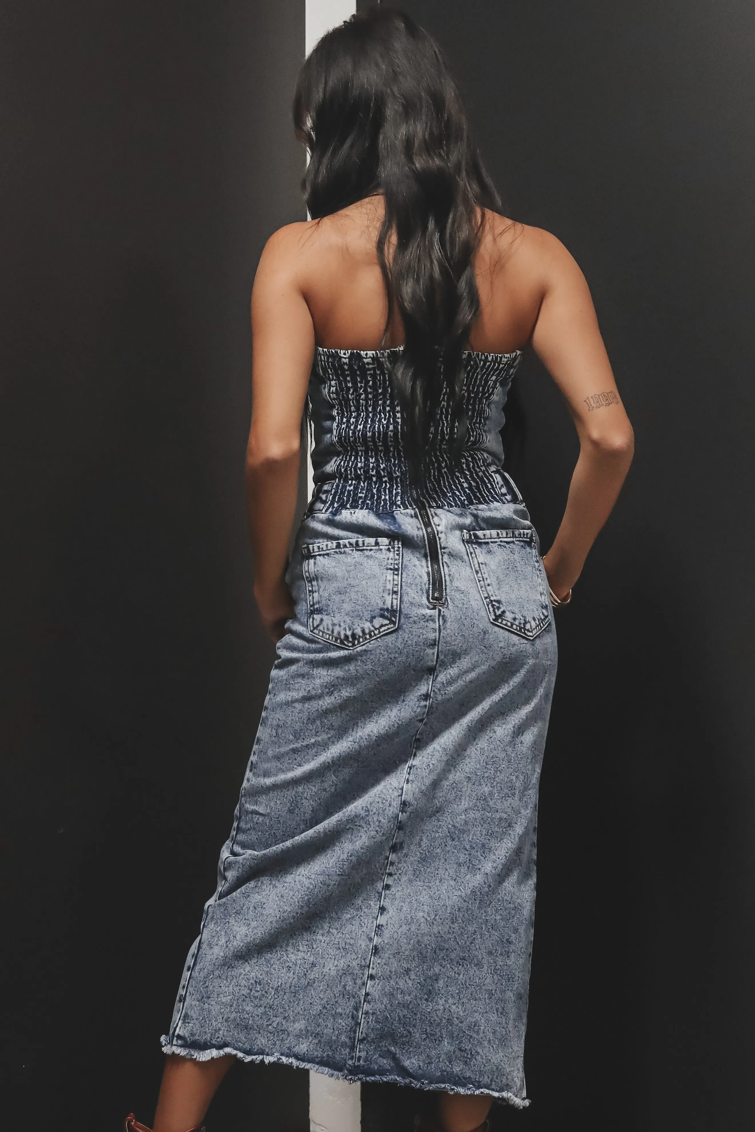 Dancing The Night Away Denim Midi Dress