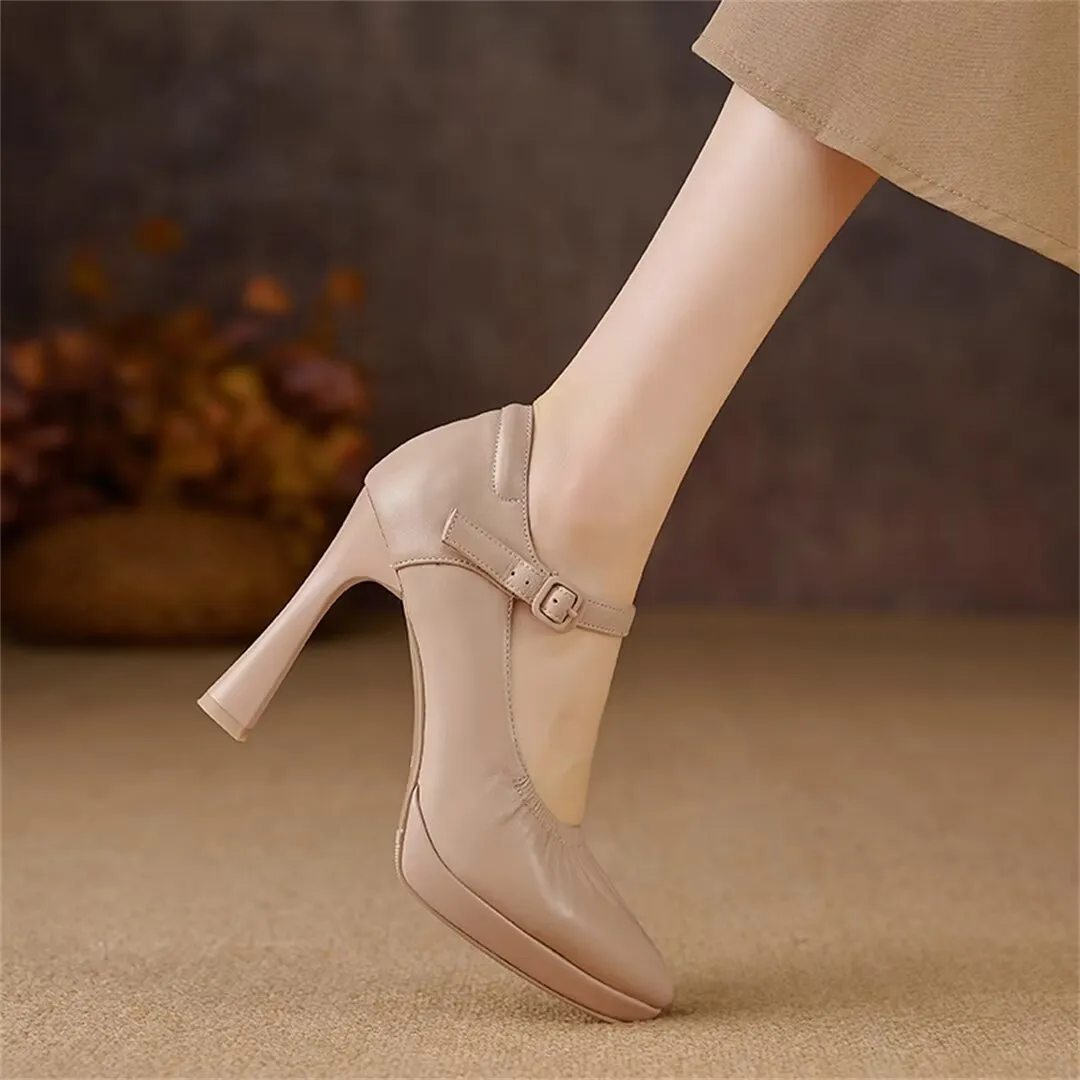 Decadent Pointed Thick Heel Pumps