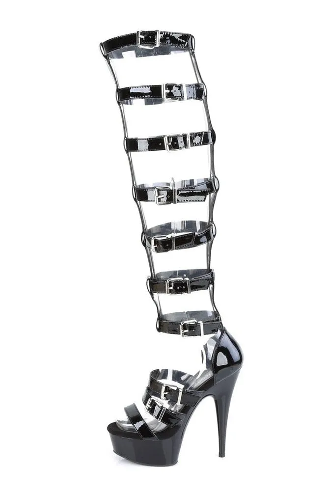 DELIGHT-600-46 Exotic Sandal | Black Patent