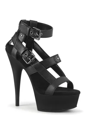 DELIGHT-637 Exotic Sandal | Black Faux Leather