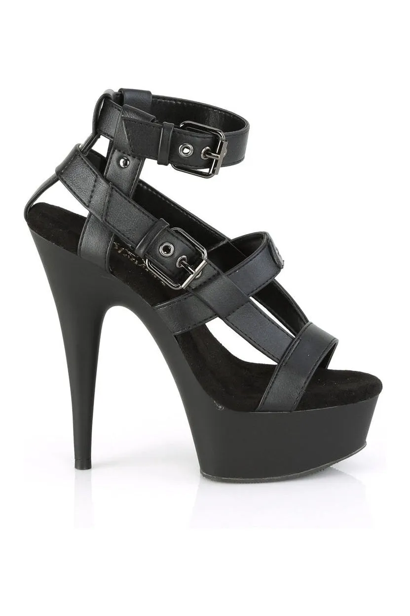 DELIGHT-637 Exotic Sandal | Black Faux Leather